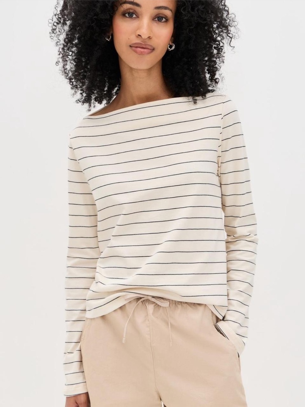 LESET Margo Stripe Long Sleeve Boatneck